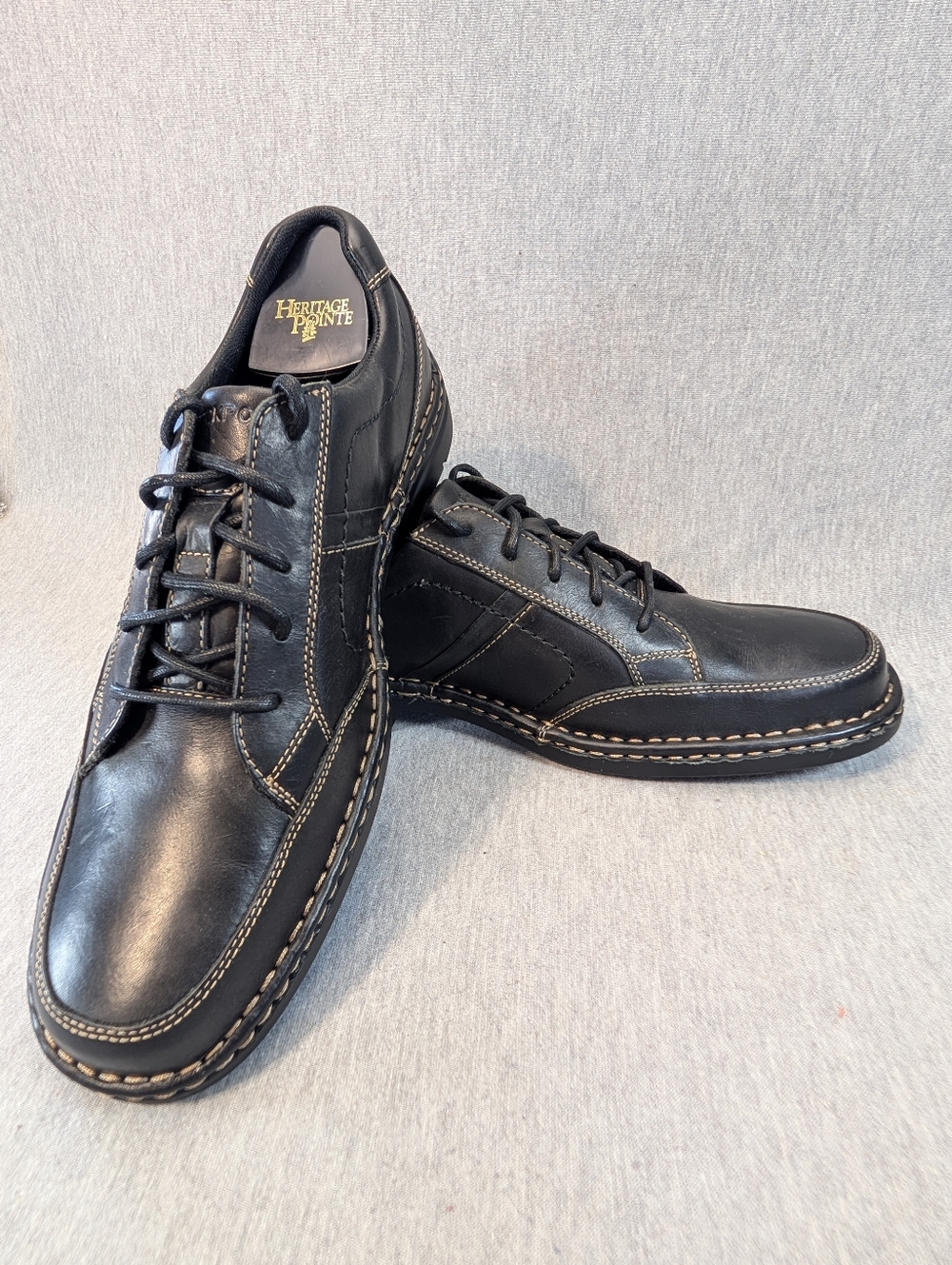 Rockport Heritage Pointe Leather Casual Shoes Men's 11 W Black Lace Up